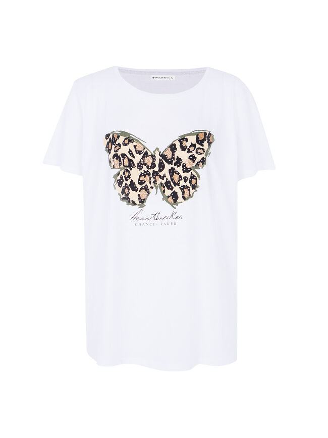 Camiseta mariposa estampado animal Blanco Optico