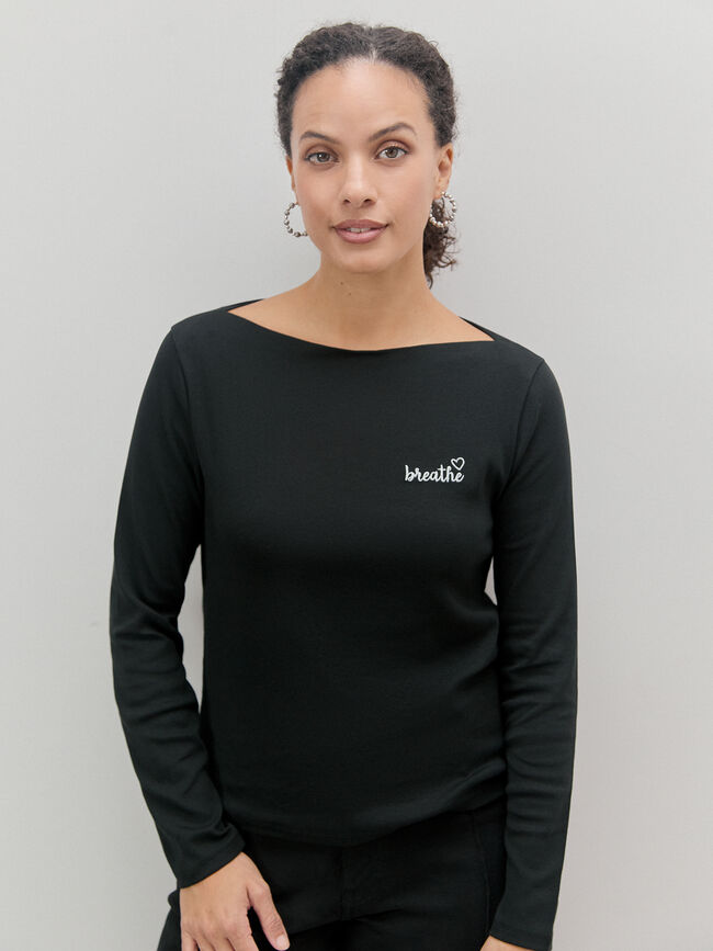 CAMISETA SLIM BORDADO Negro