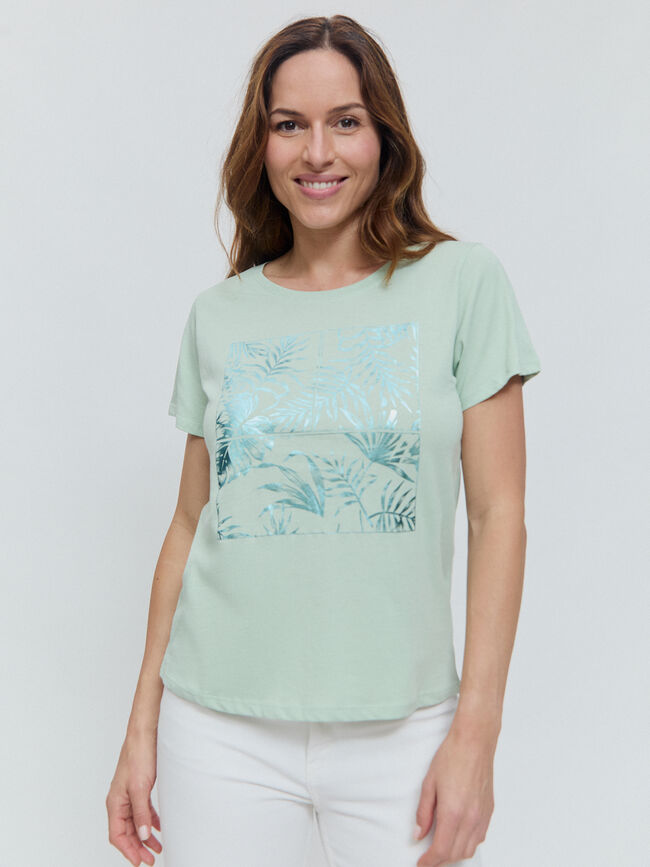 CAMISETA POSICIONAL HOJAS Verde Laguna