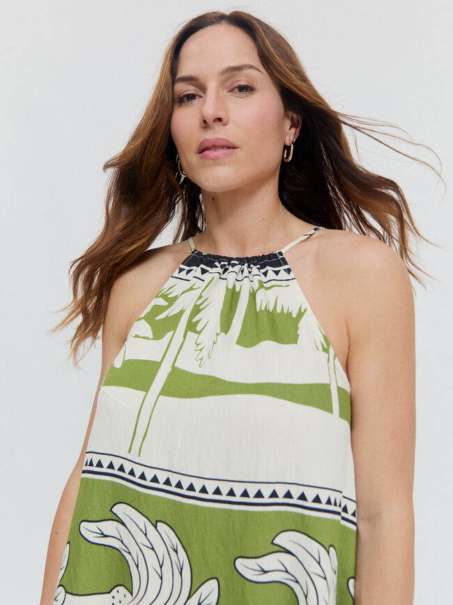 VESTIDO CUELLO HALTER Crudo