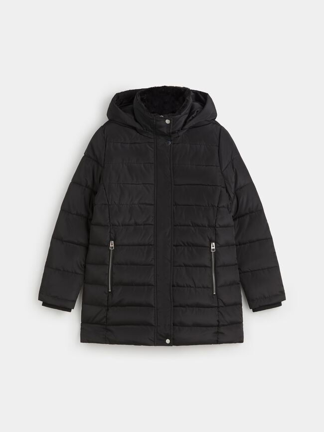 CHAQUETA LARGA ACOLCHADA Negro