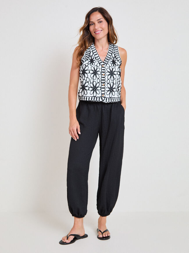 PANTAL&Oacute;N CROPPED ANCHO Negro