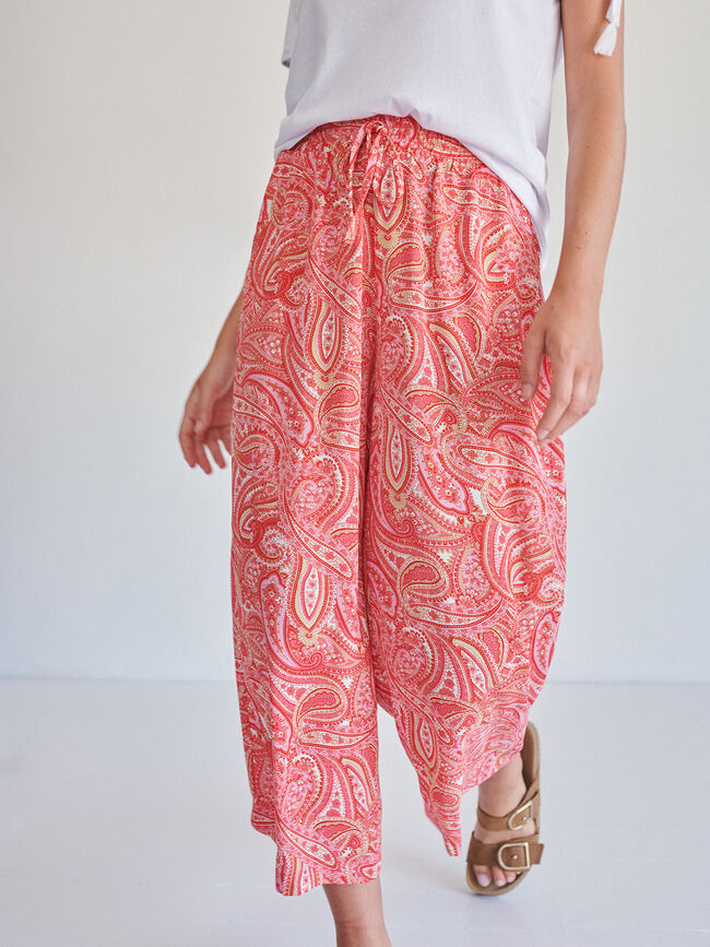 PANTALÓN CULOTTE PAISLEY naranja tangy