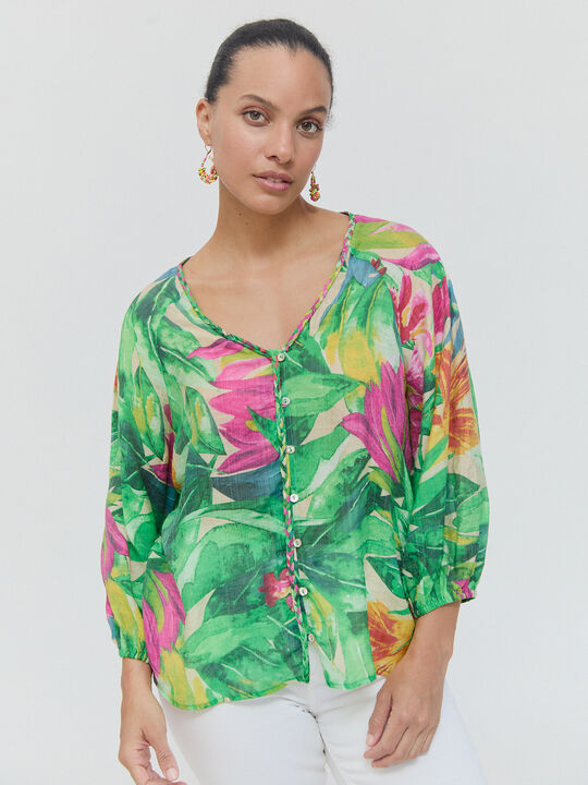 CAMISA DETALLE TRENZA Verde image number null