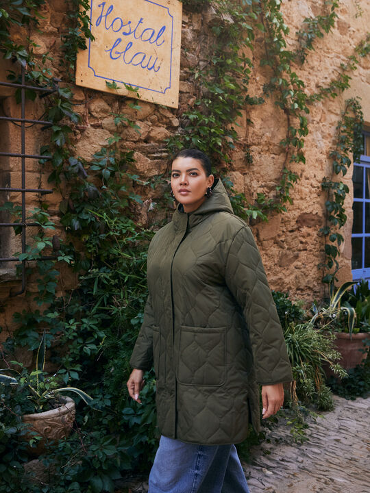 CHAQUETA LARGA ACOLCHADA Kaki image number null