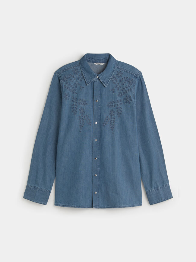 CAMISA VAQUERA BORDADA Mid blue
