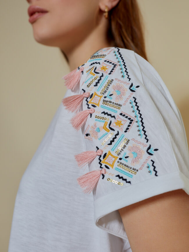 camiseta detalle estampado en hombro Blanco Optico