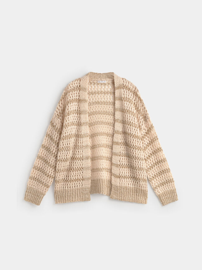 CARDIGAN CALADO ORO Beige
