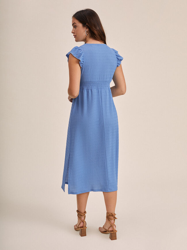 Vestido escote cruzado aberturas en bajo Azulon