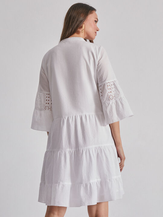 Vestido algodón bordado Blanco Optico image number null