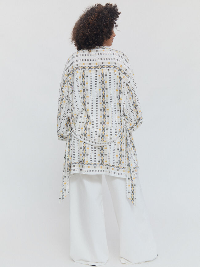 KIMONO FLUIDO ESTAMPADO Blanco Optico