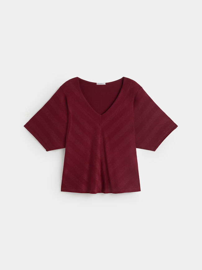 CAMISETA MANGA ANCHA Rojo Cereza