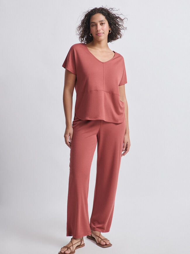 CAMISETA BAJO REDONDEADO Marron/Naranja