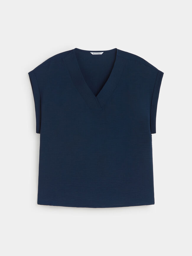 BLUSA ESCOTE PICO Azul Noche