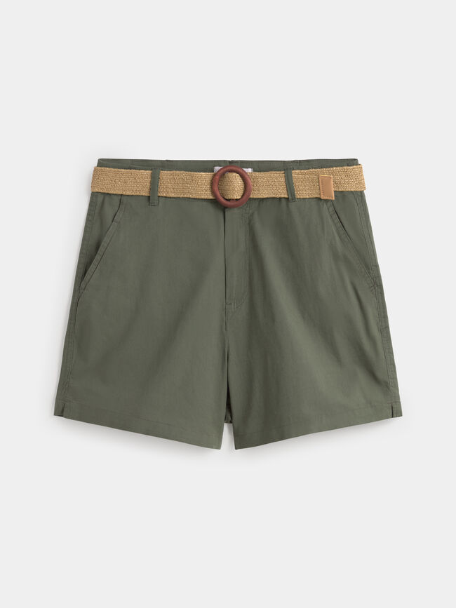 SHORT ALGODON CON CINTURÓN Verde oscuro