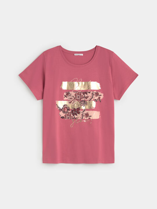 CAMISETA PINCELADAS FLORES Malva image number null