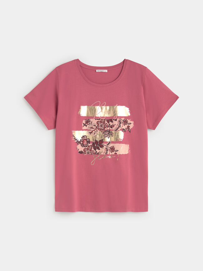 CAMISETA PINCELADAS FLORES Malva