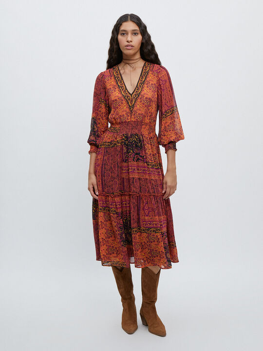 VESTIDO PAISLEY VOLANTE Barro image number null