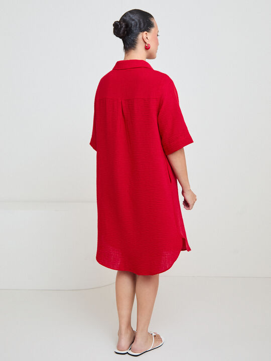 VESTIDO CAMISERO CORTO Rojo image number null