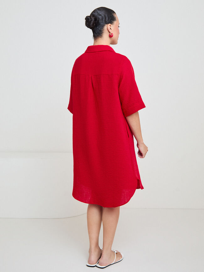 VESTIDO CAMISERO CORTO Rojo