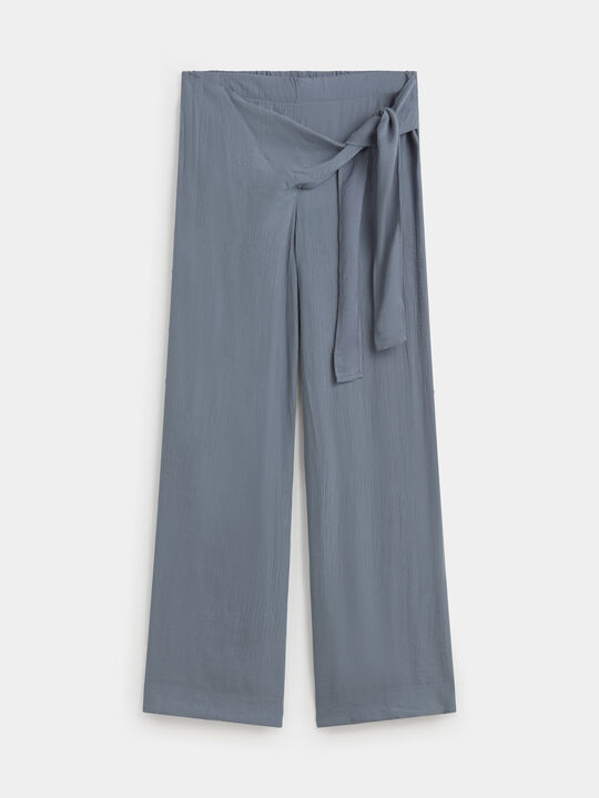 PANTAL&Oacute;N CINTURILLA LAZO Azul Chambray image number null