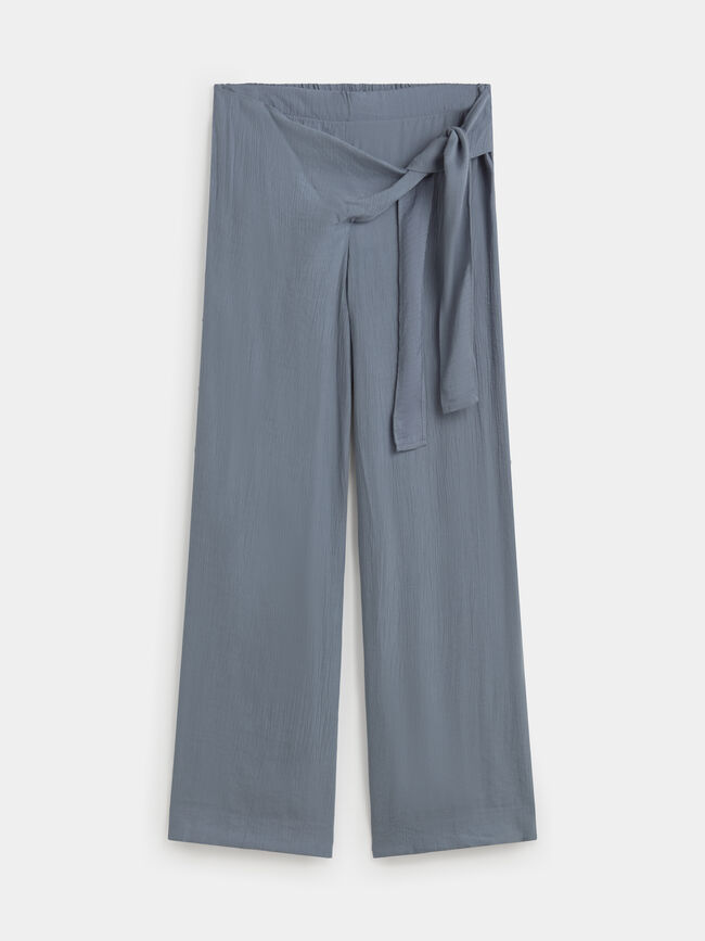 PANTAL&Oacute;N CINTURILLA LAZO Azul Chambray
