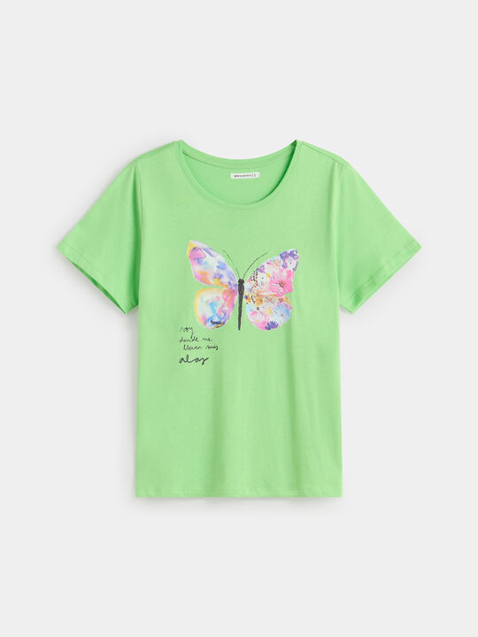 Camiseta algodón estampada Pistacho image number null