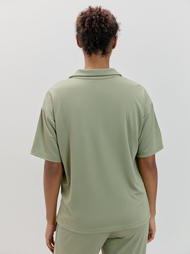 CAMISETA CUELLO CAMISERO kaki claro