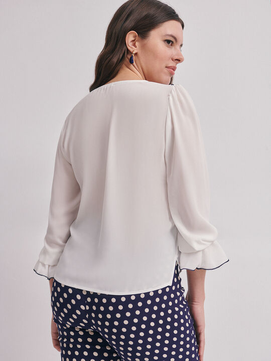 BLUSA ESCOTE VOLANTES Blanco Hueso image number null