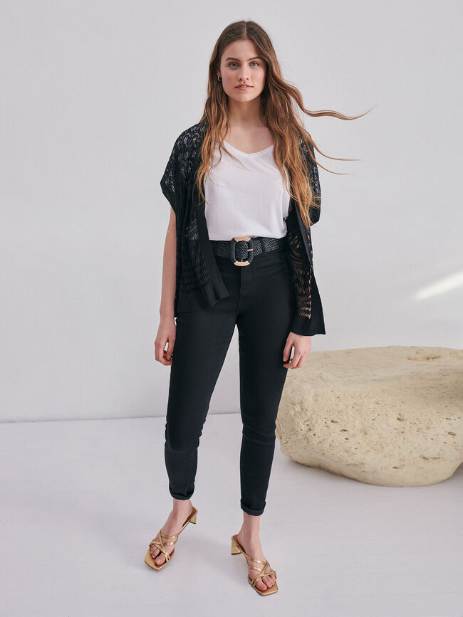 cardigan calado Negro