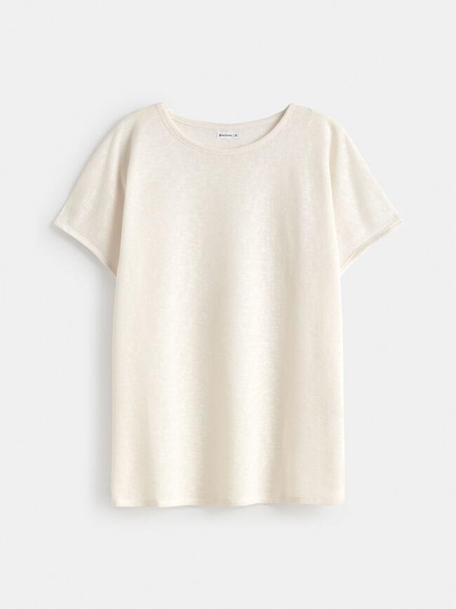 CAMISETA BAJO REDONDEADO Blanco Hueso