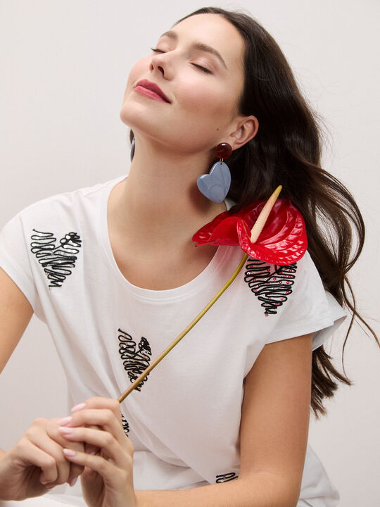 PENDIENTES PIEDRA CORAZ&Oacute;N Azul Grisaceo image number null