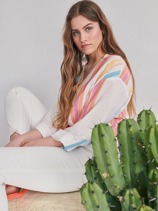BLUSA CUELLO MAO Blanco Optico image number null