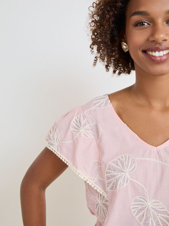 CAMISETA BORDADA Rosa Perla image number null