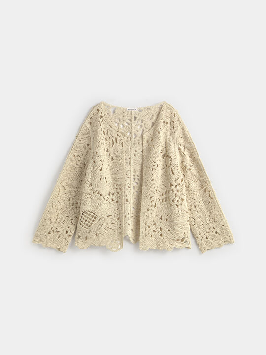 CARDIGAN FLORES CROCHET Crudo image number null