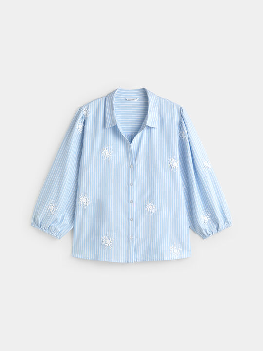 CAMISA ABLUSONADA FLORES Blanco Optico image number null