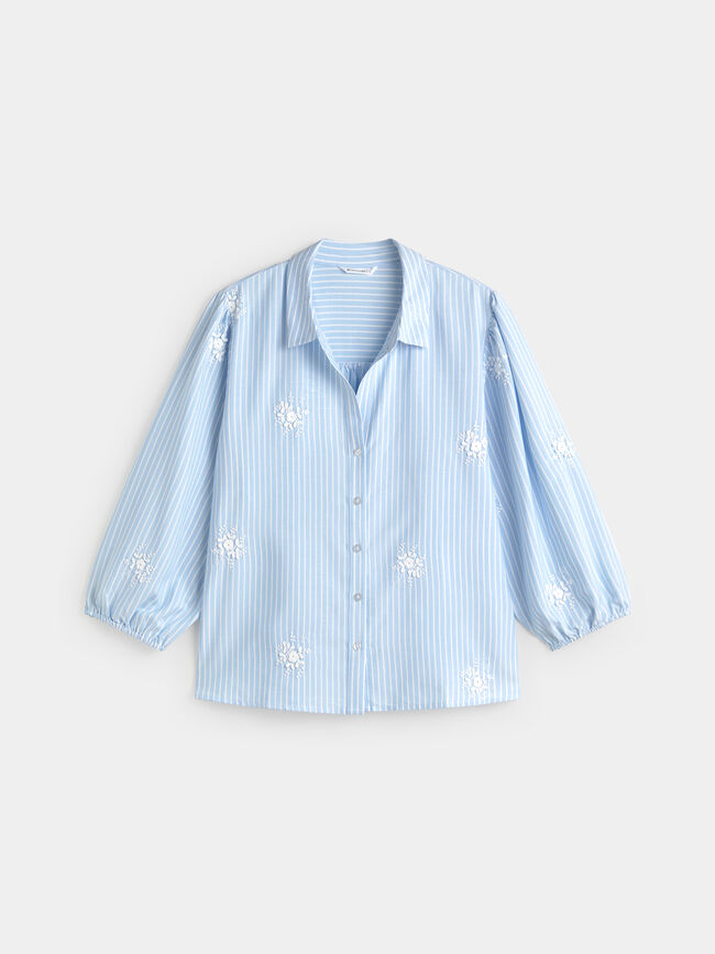 CAMISA ABLUSONADA FLORES Blanco Optico