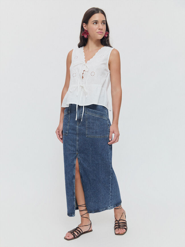 FALDA VAQUERA BOLSILLOS Mid blue
