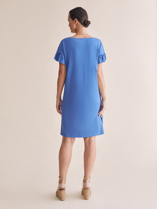 vestido volante en mangas 100% algodón Azul Ceruleo