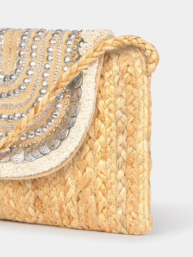 BOLSO DETALLE PLATA Crudo