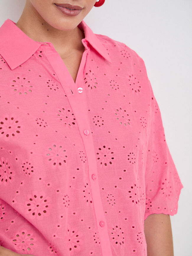 CAMISA BORDADA Rosa Chicle