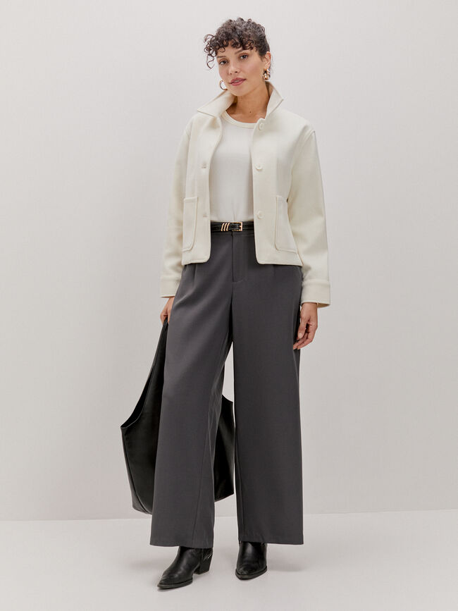 PANTALON VESTIR PINZAS Gris Oscuro