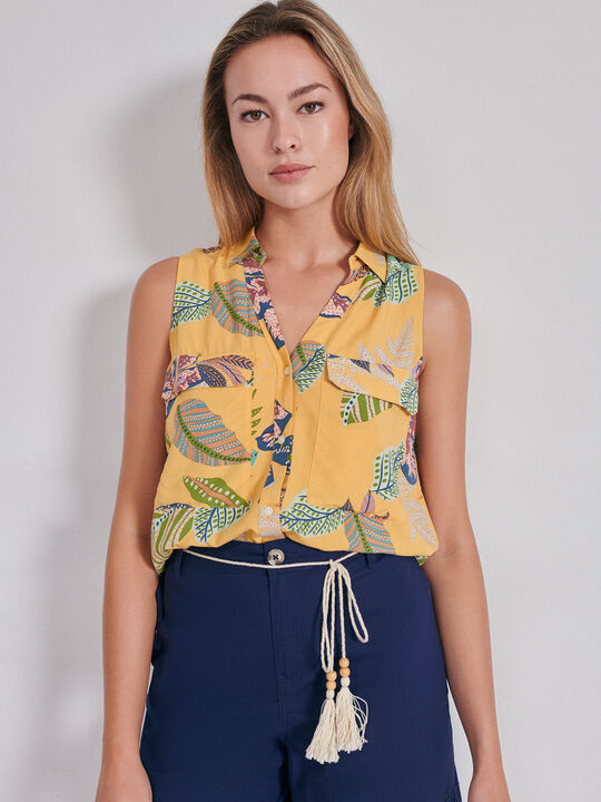 BLUSA SIN MANGAS Mostaza Oscuro image number null
