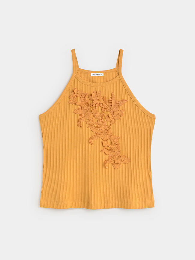 TOP DETALLE FLOR Mostaza