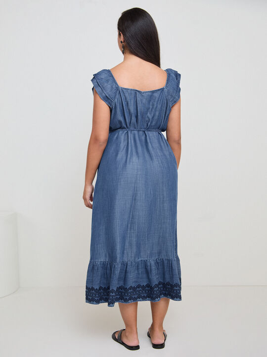 VESTIDO DETALLE BORDADO Mid blue image number null