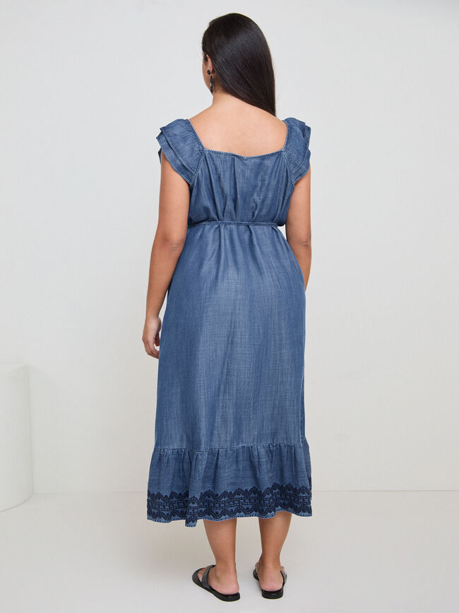 VESTIDO DETALLE BORDADO Mid blue