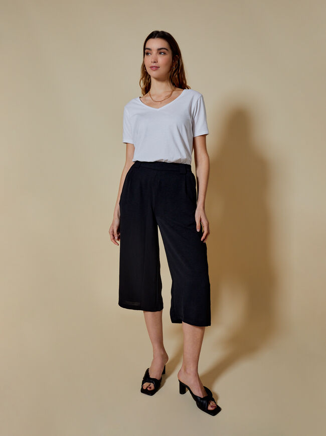 Pantalón culotte fluido Negro
