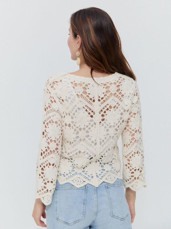 CARDIGAN CROCHET Crudo