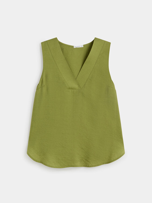 BLUSA RÚSTICA SIN MANGAS Oliva