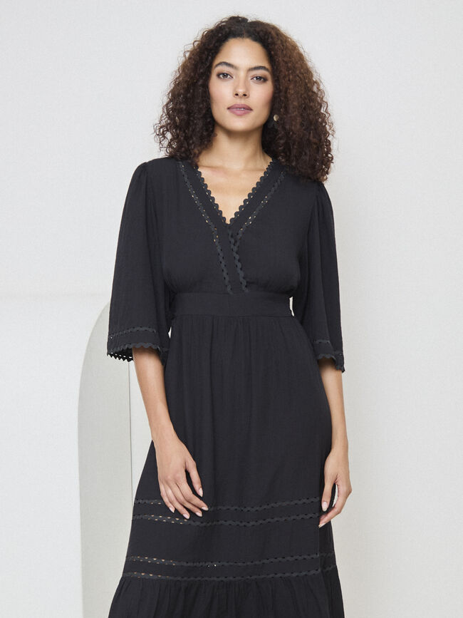VESTIDO LARGO ONDULINA Negro